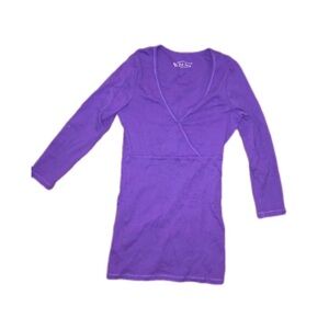 Purple long sleeve top with cross over detail